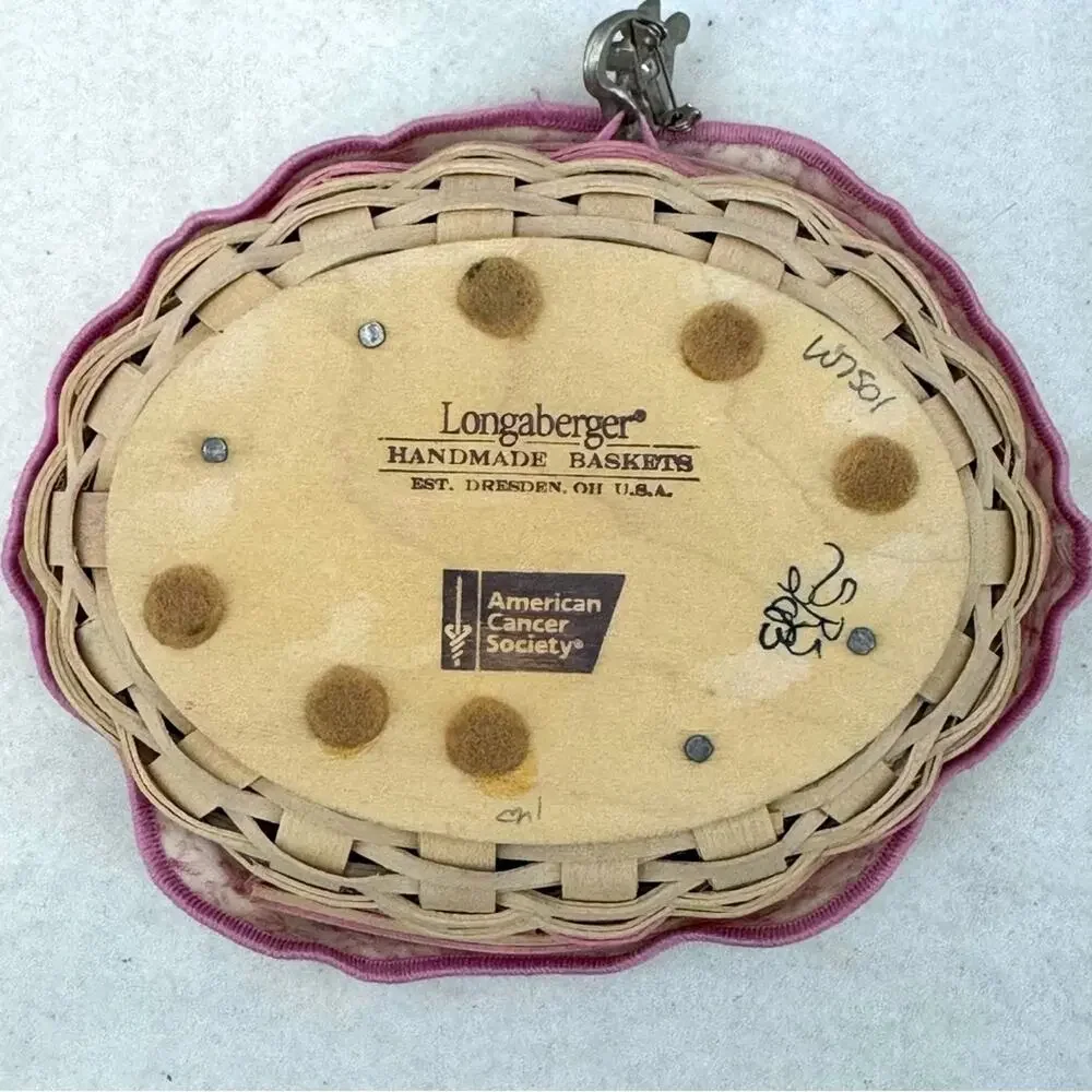 Longaberger American Cancer Society Pink Hope Handmade Basket with Liner and Pin